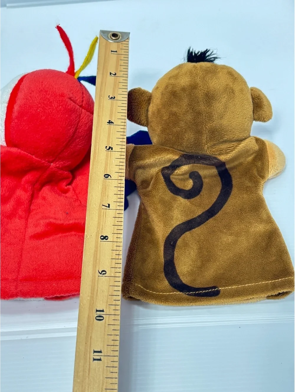 Set of 2 Plush Animal Hand Puppets - Parrot and Monkey - Soft Fabric, Colourful